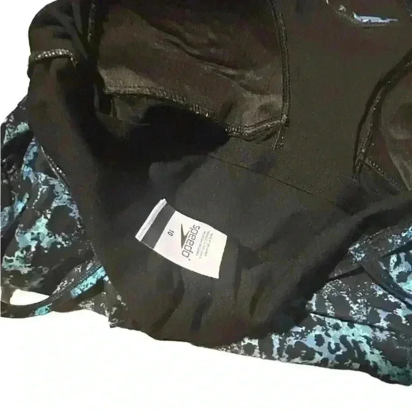 NWOT Speedo One-piece  Abstract Blue Black‎ Printed Swimsuit Size 10 - Picture 5 of 5